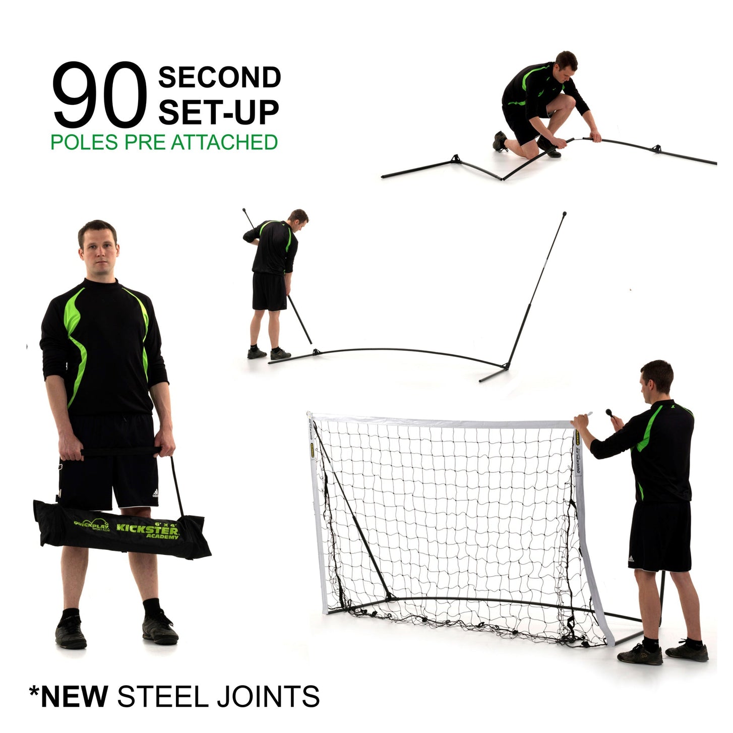 But de football transportable KICKSTER 240 x 150 cm (jaune)