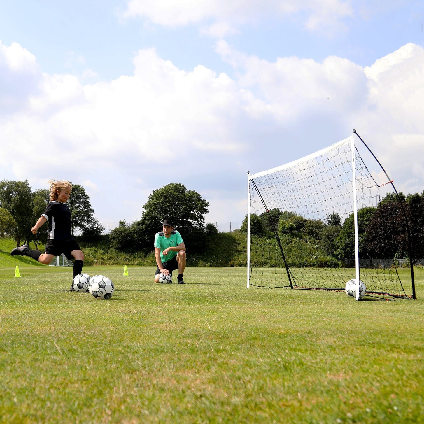 But de football transportable KICKSTER 240 x 150 cm (jaune)